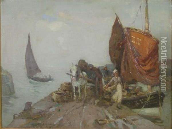 St. Monance Harbor Oil Painting - William Watt Milne