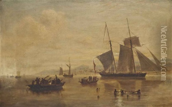 The Rescue Of William D'oyly, The Infant Son Of Charles D'oyly Of The Bengal Artillery, By The Isabella, From Murray Island, Torres Strait, 1836 Oil Painting - John Wilson Carmichael