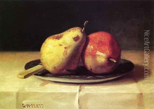 Two Pears on a Dish Oil Painting - George W. Platt
