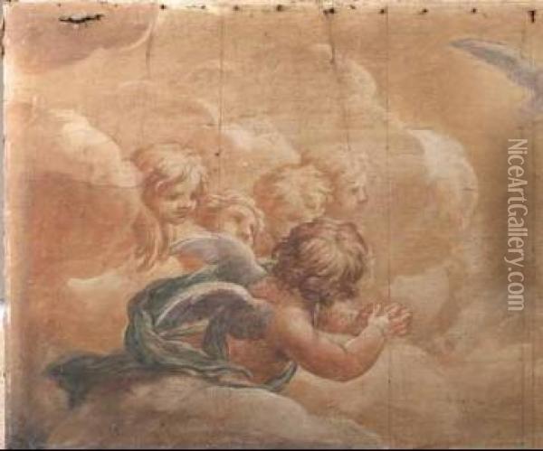 Angeli In Gloria Oil Painting - Pietro Da Cortona (Barrettini)
