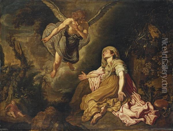Hagar And The Angel Oil Painting - Pieter Lastman