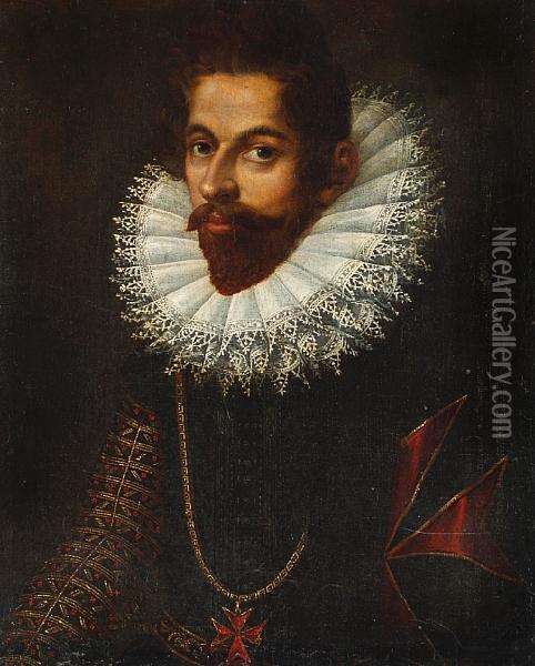 Portrait Of Chevalier De Malte Half Length Oil Painting - Frans Pourbus
