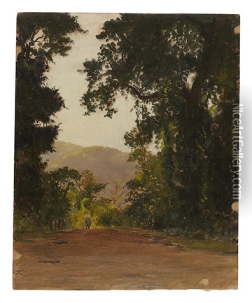 Indian Landscape With Elephant Oil Painting - Lockwood de Forest