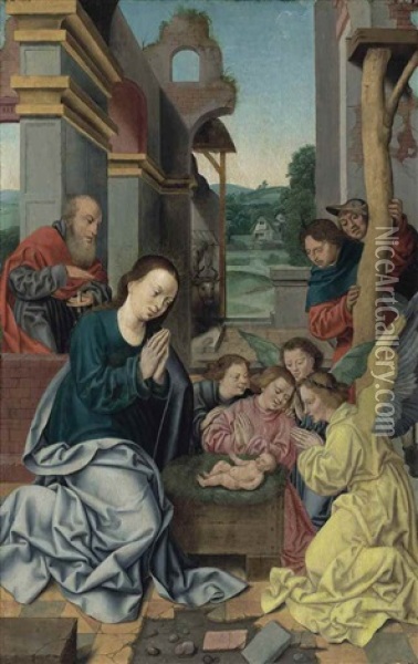 The Adoration Of The Shepherds Oil Painting - Bartholomaeus Bruyn the Elder