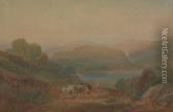 On A Highland Road Oil Painting - William Leighton Leitch