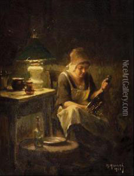 Mujer En El Hogar Oil Painting - Maurice Louis Monnot
