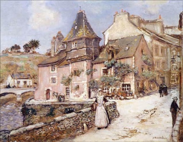 Breton Town Scene Oil Painting - Jean Francois Raffaelli