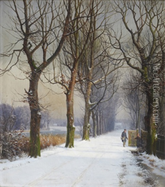 Vinteralle Oil Painting - Anders Andersen-Lundby