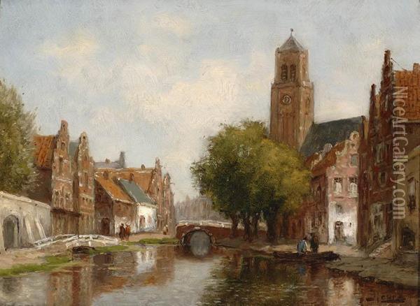 View Of A City Oil Painting - Johannes Karel Leurs