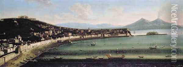 The Bay of Naples from the West, 1710 Oil Painting - Tommaso Ruiz