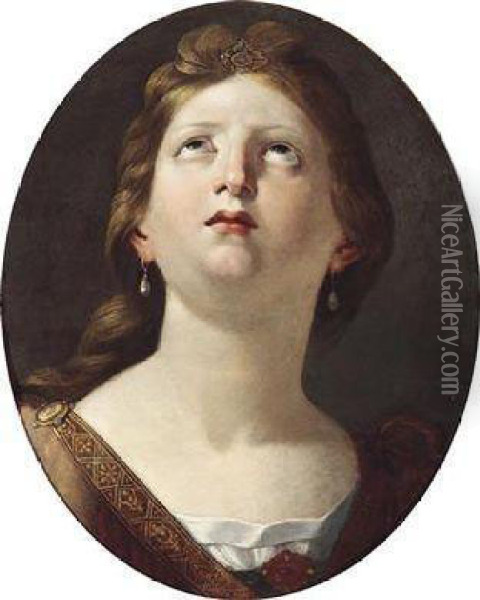 Portrait Of A Saint Oil Painting - Angelo Caroselli