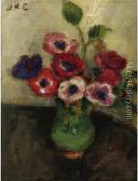 Vase D'anemones Oil Painting - Georges dEspagnat