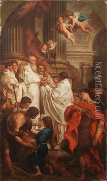 The Mass Of Saint Basil Oil Painting - Pierre Hubert Subleyras