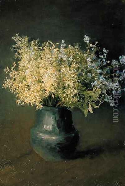 Wild Lilacs and Forget-Me-Nots, 1889 Oil Painting - Isaak Ilyich Levitan
