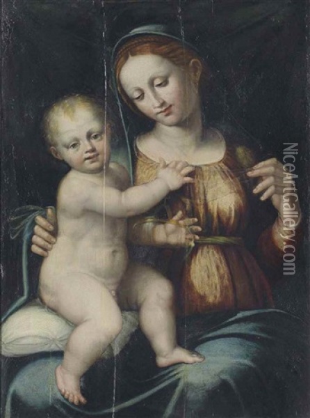 The Madonna And Child, Holding An Orb Oil Painting - Bartolomeo Ramenghi