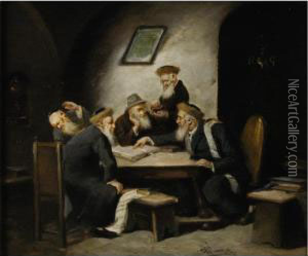 Talmudic Discussions Oil Painting - Hans Winter