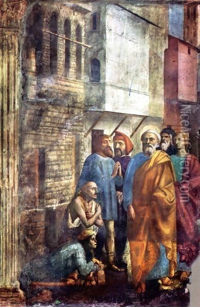 St Peter Healing the Sick with his Shadow 1426-27 Oil Painting - Masaccio (Tommaso di Giovanni)