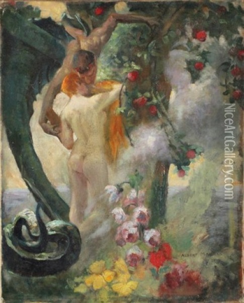 Adam Et Eve (study) Oil Painting - Albert (Pierre Rene) Maignan