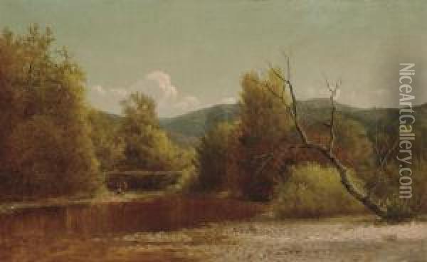 A Trout Brook Oil Painting - John Adams Parker