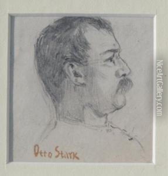 Portrait Of A Man Estate Stamp Signed Developed By A Collector Oil Painting - Otto Stark