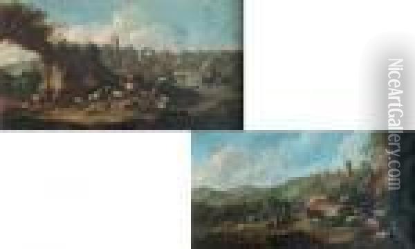 Bergers Dans Des Paysages Romains Oil Painting - Domenico Brandi