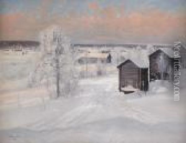 Norrlandskt Vinterlandskap - Motiv Fran Kiruna Oil Painting - Carl Brandt