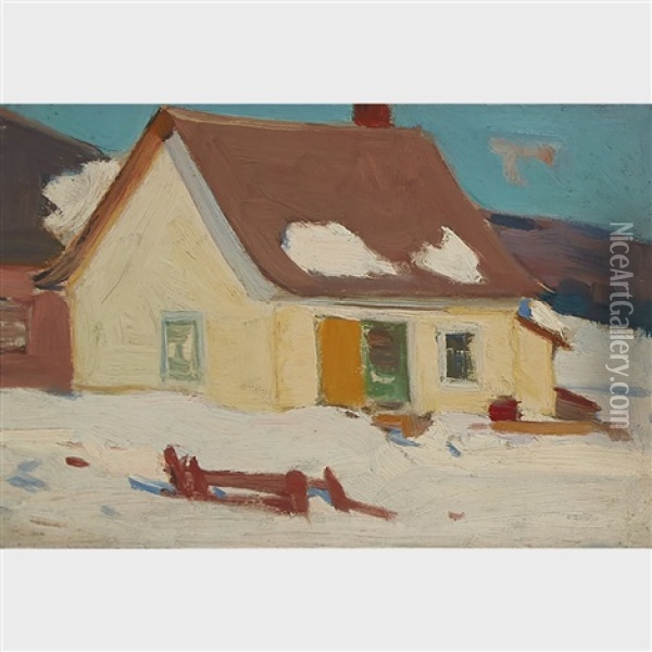Small Farmhouse In The Hills Of Baie St. Paul, 1924 Oil Painting - Clarence Alphonse Gagnon