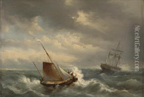 Marine. Oil Painting - Johan Coenraad Leich