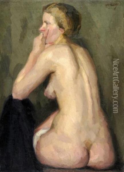 Nude From The Back Oil Painting - Arthur Mendel