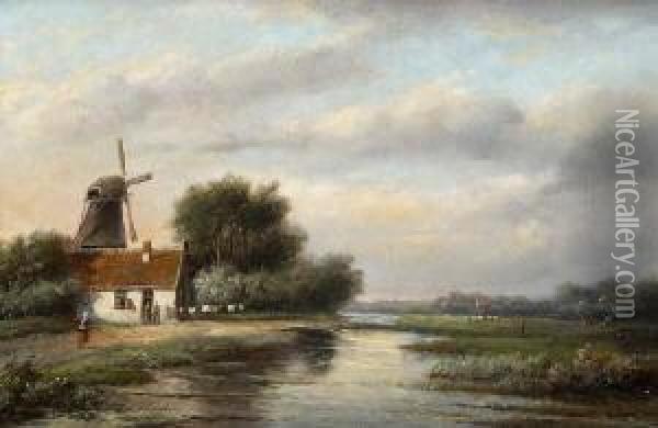 Hollandische
 Sommerlandschaft Oil Painting - Jan Jacob Coenraad Spohler