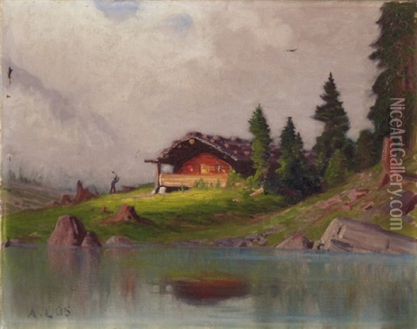 Haus Am See Oil Painting - Albert Henri John Gos