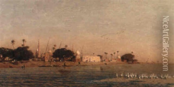 A View On The Nile Oil Painting - Narcisse Berchere
