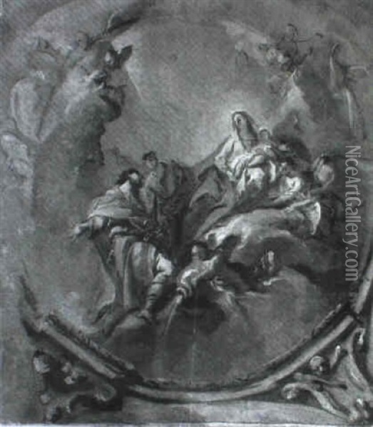 La Vierge Et L'enfant En Gloire Avec Saint Florian Oil Painting - Carlo Innocenzo Carlone