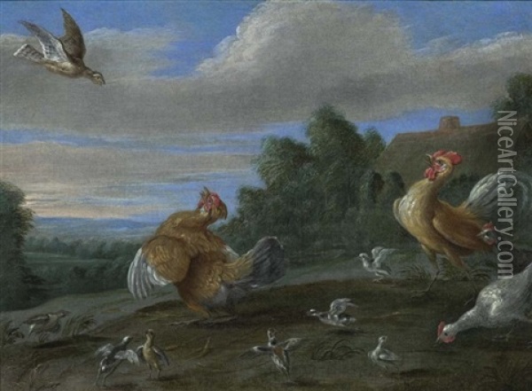 Federvieh In Einer Landschaft Oil Painting - Jan van Kessel the Elder
