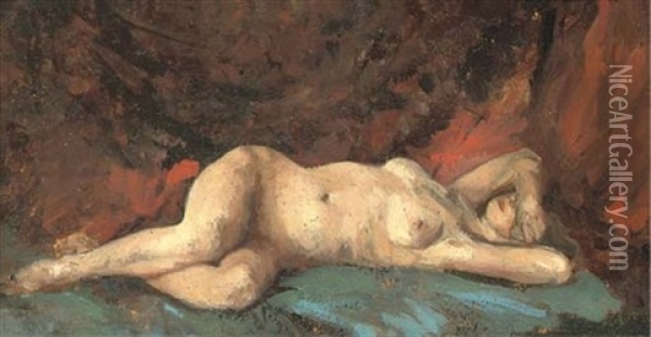 Study Of A Nude Oil Painting - Philipp Klein