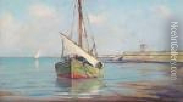 Barca All'ormeggio Oil Painting - Renuccio Renucci