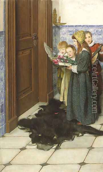 A Carol Oil Painting - Laura Theresa Epps Alma-Tadema