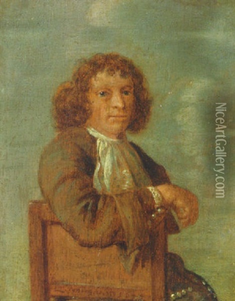 Portrait Of A Gentleman In Brown Costume And A Cravat Oil Painting - Lodewyck Van Der Helst
