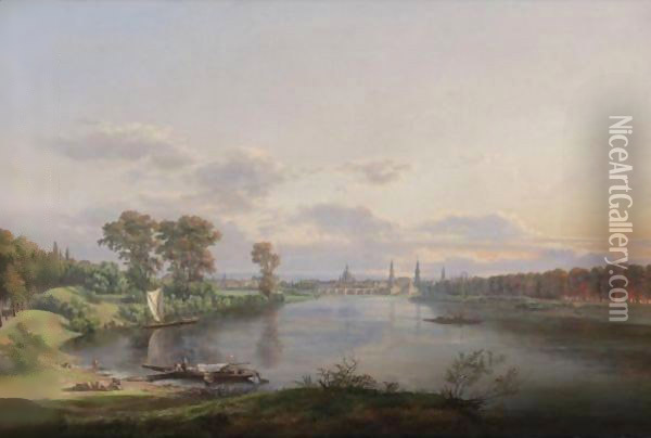 View Of Dresden From The Road To Meissen Oil Painting - Johan Christian Clausen Dahl
