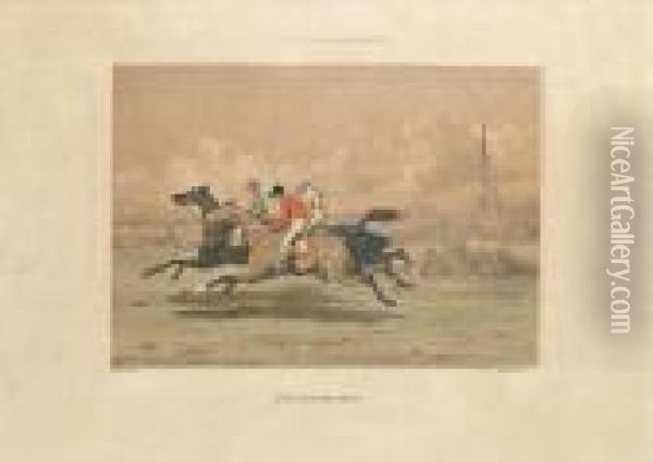 Jockeys A L'entrainement Oil Painting - Alfred De Dreux