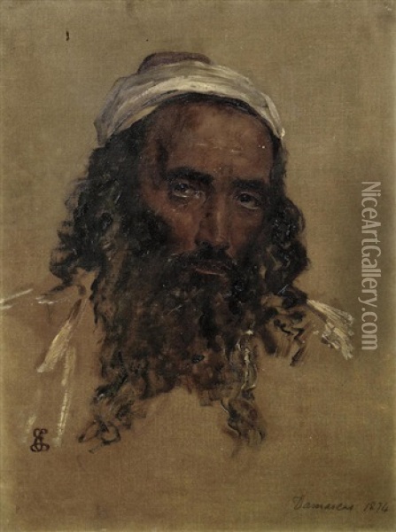 Middle Eastern Head Studies Oil Painting - Edwin Long
