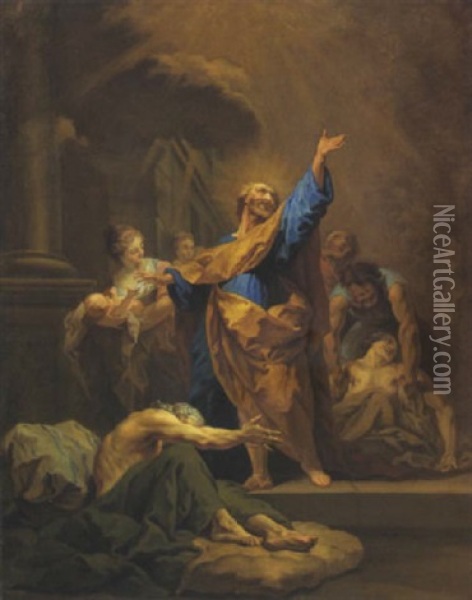 Saint Paul Guerissant Les Malades De Son Ombre Oil Painting - Jean Restout the Younger