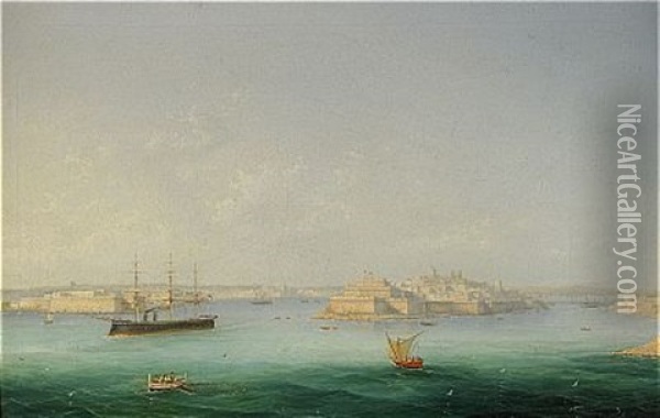 Vy Over Malta Oil Painting - Girolamo Gianni