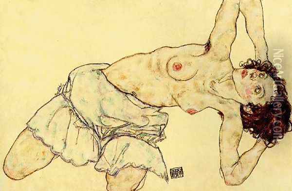 Nude woman with a skirt Oil Painting - Egon Schiele