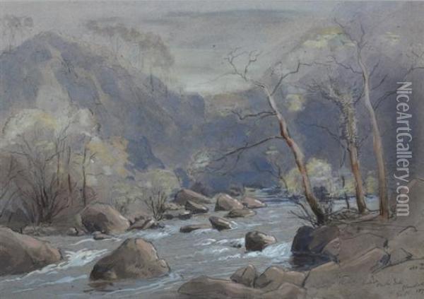 Rapids On The Esk, Glandale Oil Painting - Edmund Gill