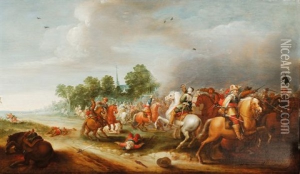 Choc De Cavalerie Oil Painting - Pieter Meulener