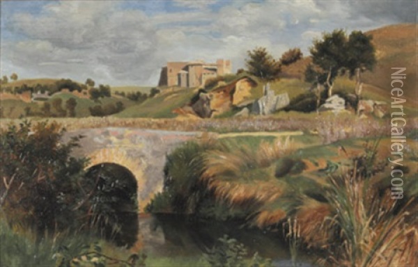 Casale La Crescenza Im Poussintal In Der Romischen Campagna Oil Painting - Edmund Kanoldt