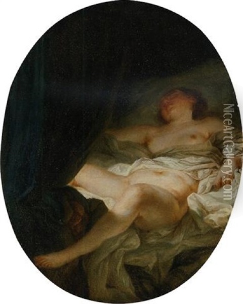 A Sleeping Nude Oil Painting - Jean-Simon Berthelemy