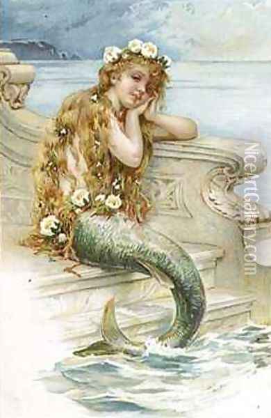Little Mermaid Oil Painting - E.S. Hardy