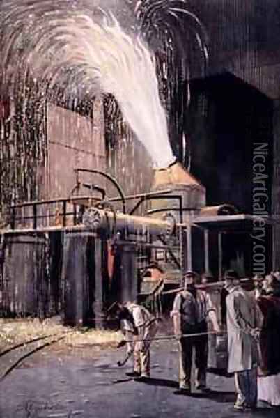 The Bessemer process for the mass production of steel Oil Painting - Fritz Gehrke